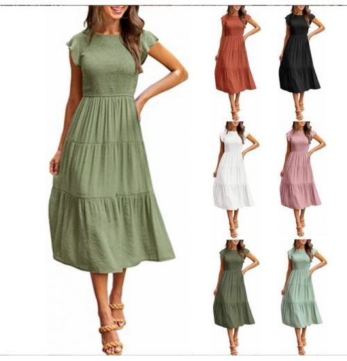 women's clothing item Flying sleeves with pleats layered short sleeves large hem women's clothing item Flying sleeves with pleats layered short sleeves large hem