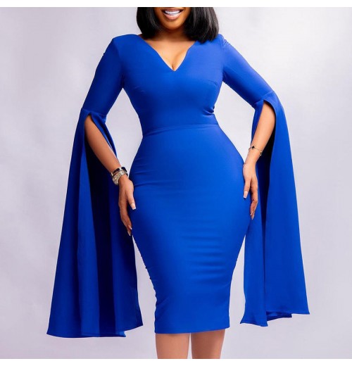 women's clothing spring and autumn 2023 women lasted fashion pure color v neck slit long sleeve ladies bodycon midi dresses women's clothing spring and autumn 2023 women lasted fashion pure color v neck slit long sleeve ladies bodycon midi dresses