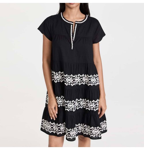 Clothing Manufacturers Custom Spring Summer Autumn Short Sleeve Pleated Embroidered Printing V Neck Casual Dresses Clothing Manufacturers Custom Spring Summer Autumn Short Sleeve Pleated Embroidered Printing V Neck Casual Dresses