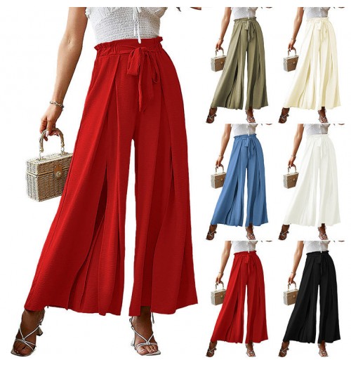 Stylish Chic Spring High Waist Pants Pleated Loose Wide Leg Women's Pants Trousers Stylish Chic Spring High Waist Pants Pleated Loose Wide Leg Women's Pants Trousers