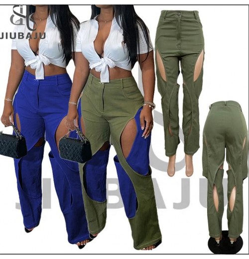 2023 Latest Hollow Out Design Women's Pant Trousers Fashion High Waist Wide Leg Casual Pants Loose Women 2023 Latest Hollow Out Design Women's Pant Trousers Fashion High Waist Wide Leg Casual Pants Loose Women