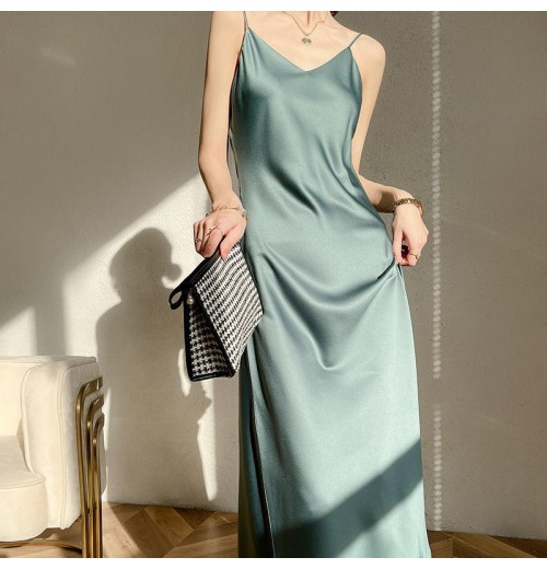 Women's Clothing Retro camisole dress Women's summer mid length satin Dress Womens Casual Dresses Women's Clothing Retro camisole dress Women's summer mid length satin Dress Womens Casual Dresses