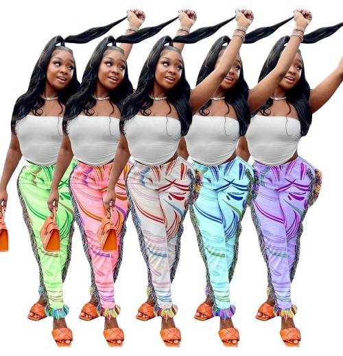 Women's Clothing Fringed Casual Print Pant With Fringes Blanket Tassel Fringe Stacked Jogger Pants Women's Pants & Trousers Women's Clothing Fringed Casual Print Pant With Fringes Blanket Tassel Fringe Stacked Jogger Pants Women's Pants & Trousers