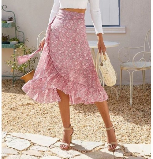 Women's Clothing With Straps Open And Irregular Fashion Chiffon Floral Casual Skirt Women's Clothing With Straps Open And Irregular Fashion Chiffon Floral Casual Skirt