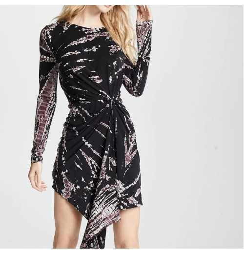 Economical Custom Logo Design Lace Up Print Casual Woman Comfortable Fabric Dress Long Sleeve Elegant Economical Custom Logo Design Lace Up Print Casual Woman Comfortable Fabric Dress Long Sleeve Elegant