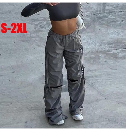 New arrivals ladies wide straight leg casual streetwear parachute outdoor baggy plus size cargo women's pants & trousers New arrivals ladies wide straight leg casual streetwear parachute outdoor baggy plus size cargo women's pants & trousers