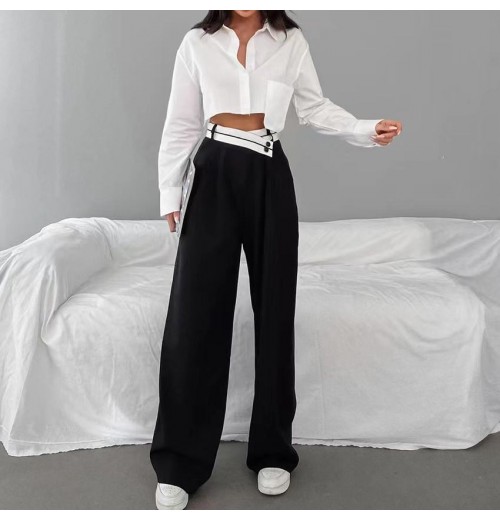 New Designs Mid Waist Women Wide Leg Trousers Fashion Casual Women's Pants New Designs Mid Waist Women Wide Leg Trousers Fashion Casual Women's Pants